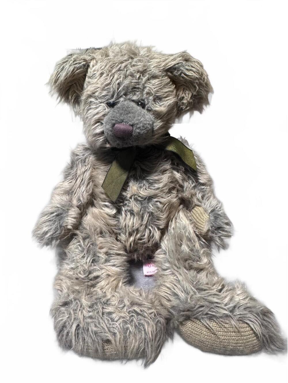 Cutie Ashton-Drake Galleries Shaggy Teddy Bear Plush Green Ribbon 14” Brown Tan